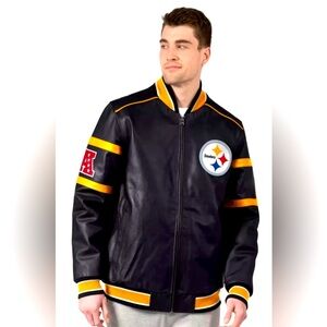 ❌SOLD❌Unisex 2XL NFL Steelers faux leather jacket for fans of Pittsburg.,"